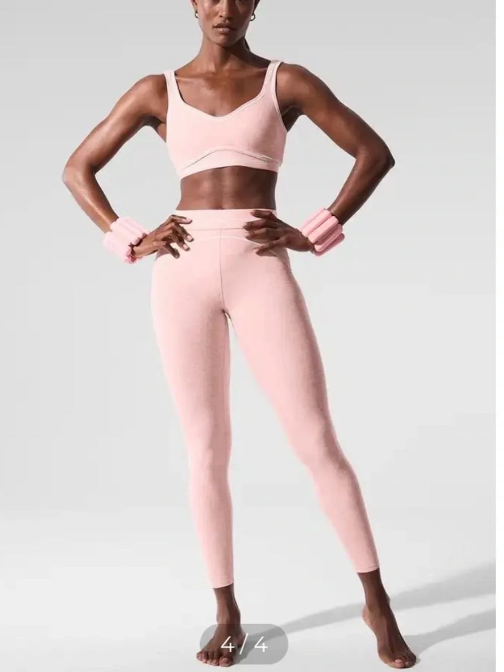 Alo Alosoft Heart Throb Bra - Pink Quartz Heather/White